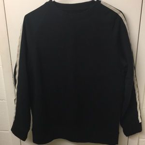 Crewneck Sweater with Blue and White Stripe